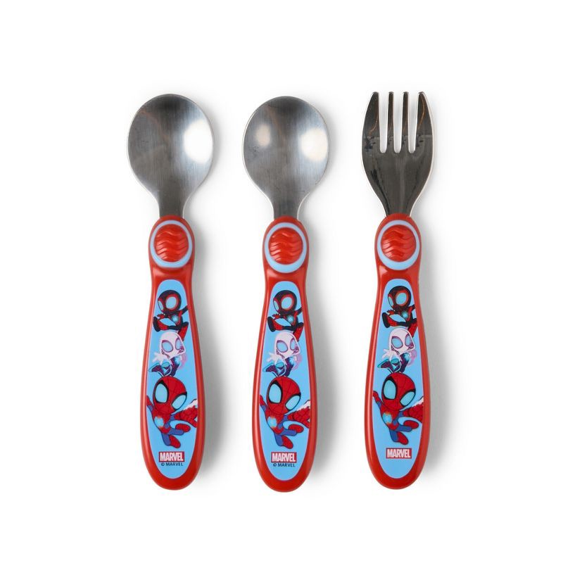 slide 1 of 5, Spider-Man 3pc Baby Utensils Set with 2 Spoons and a Fork, 3 ct