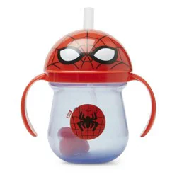 Spider-Man 7oz Weighted Straw Trainer Cup - 9m+: BPA-Free, Leakproof, Silicone, Stainless Steel