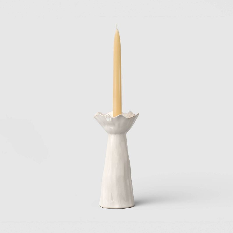 slide 3 of 3, Tall Sculpted Foliage Taper Candle Holder - Threshold™, 1 ct