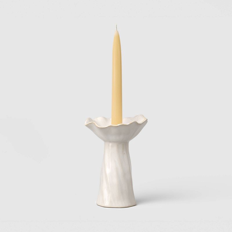 slide 3 of 3, Short Sculpted Foliage Taper Candle Holder - Threshold™, 1 ct