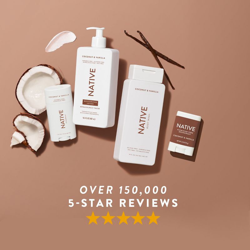 slide 4 of 8, Native Men's & Women's Twin Pack Deodorants - Aluminum-Free - Coconut & Vanilla - 4.6oz/2ct, 2 ct; 4.6 oz