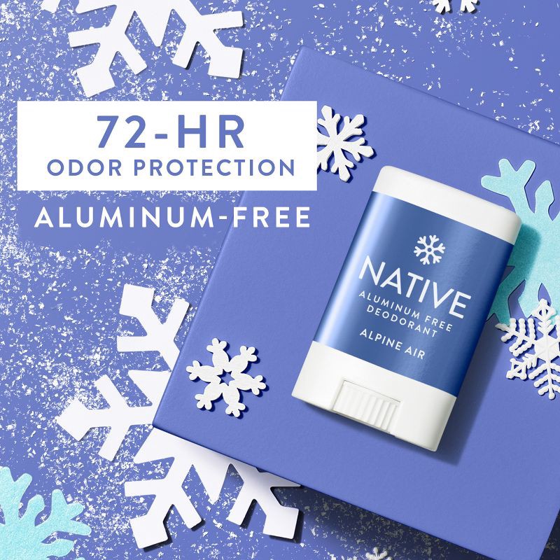 slide 3 of 9, Native Holiday Limited Edition Aluminum-Free Mini Deodorant - Travel Size - Alpine Air - 0.35oz, 0.35 oz