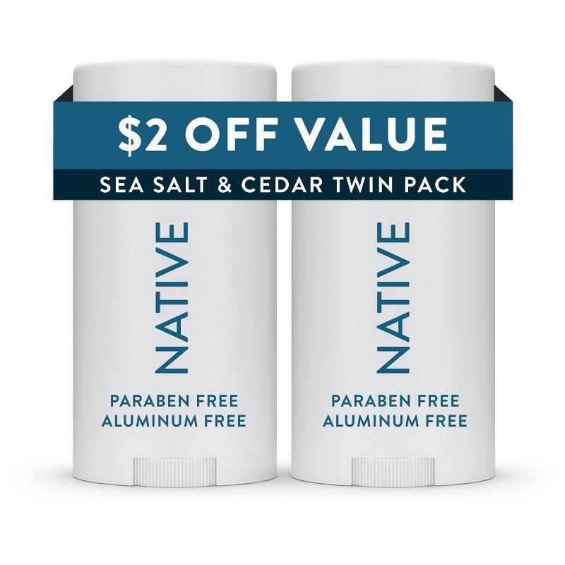 slide 2 of 6, Native Twin Pack Deodorant - Sea Salt & Cedar - 4.6oz/2ct, 2 ct; 4.6 oz