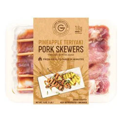 Gourmet Specialty Foods Pineapple Teriyaki Loin Pork Skewers Boneless - 1lb