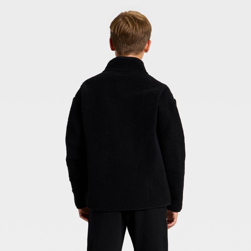 slide 2 of 3, Boys' Faux Shearling Fleece Zip-Up Jacket - art class™ Black M, 1 ct