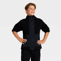 Boys' Faux Shearling Fleece Zip-Up Jacket - art class™ Black L