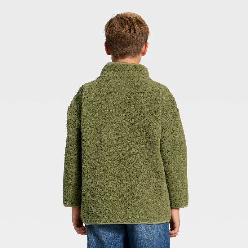 slide 2 of 3, Boys' Faux Shearling Fleece Zip-Up Jacket - art class™ Green M, 1 ct