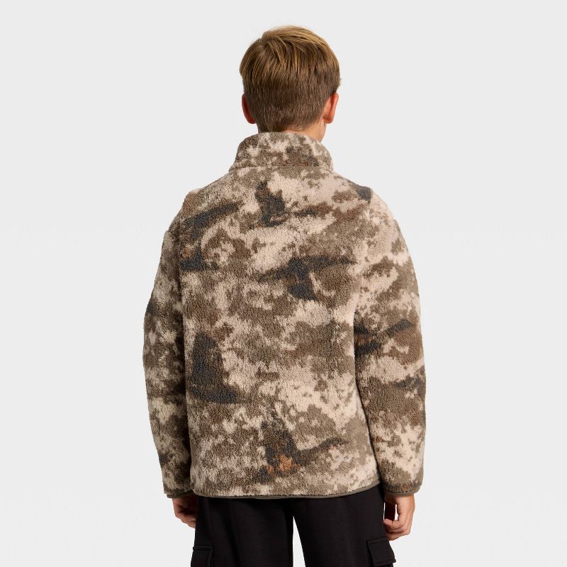 slide 2 of 3, Boys' Faux Shearling Fleece Zip-Up Jacket - art class™ Beige XL, 1 ct