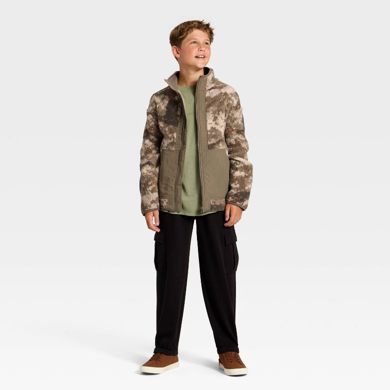 slide 3 of 3, Boys' Faux Shearling Fleece Zip-Up Jacket - art class™ Beige XL, 1 ct