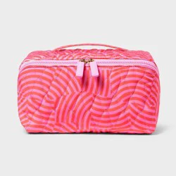 Sonia Kashuk™ Diagonal-Zip Makeup Bag - Red/Pink Swirl: Zipper Closure, Two Compartments, Non-Travel Size