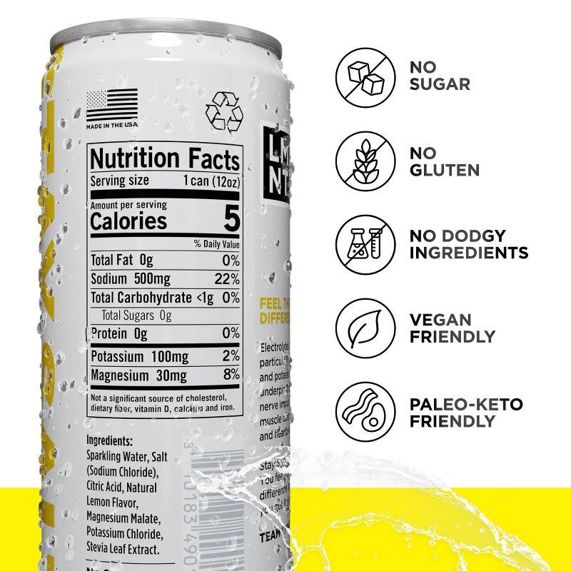 slide 2 of 5, LMNT Zero-Sugar Lemonade Sparkling Electrolyte Drink - 12 fl oz, 12 fl oz