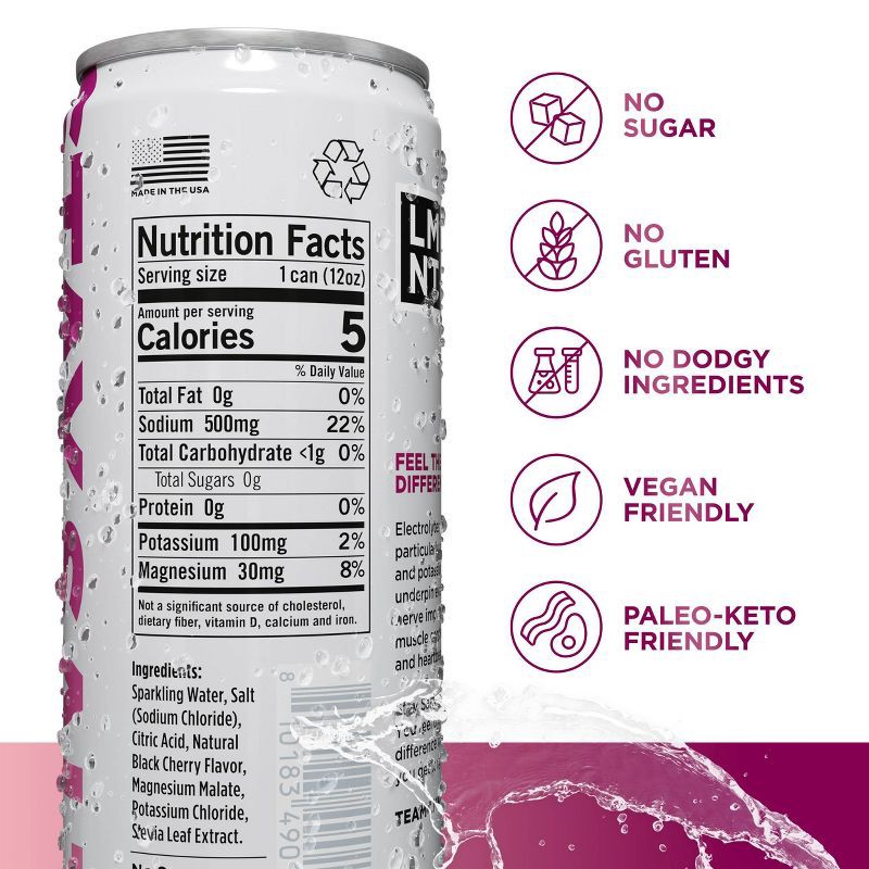 slide 2 of 4, LMNT Zero-Sugar Black Cherry Sparkling Electrolyte Drink - 12 fl oz, 12 fl oz