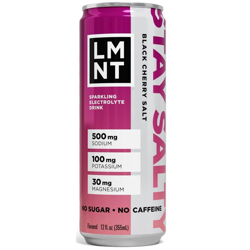 slide 1 of 4, LMNT Zero-Sugar Black Cherry Sparkling Electrolyte Drink - 12 fl oz, 12 fl oz