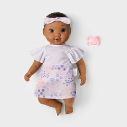 14" Dark Brown Hair/Brown Eyes Girl Baby Doll - Gigglescape™