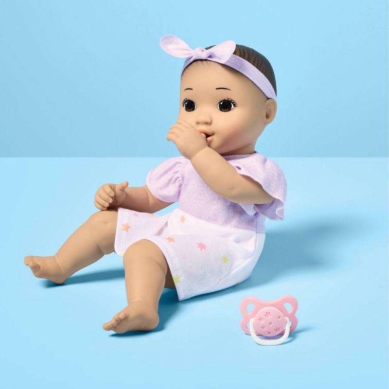 slide 2 of 5, 14" Black Hair/Brown Eyes Girl Baby Doll - Gigglescape™, 1 ct