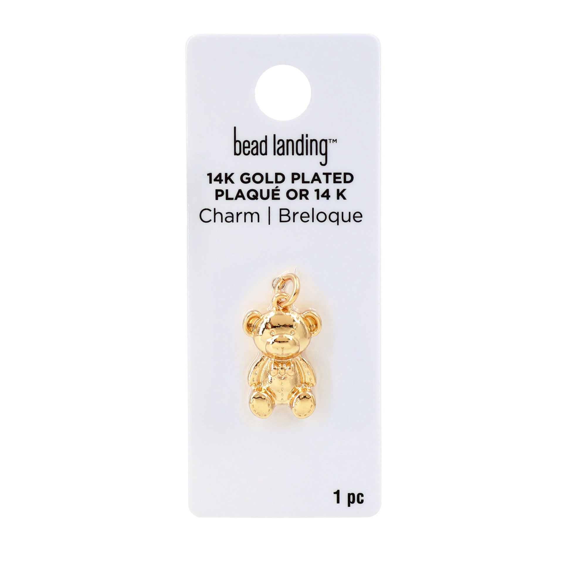 slide 4 of 4, 14k Gold Plated Teddy Bear Charm By Bead Landing, 0.53 in x 0.78 in x 0.08 in