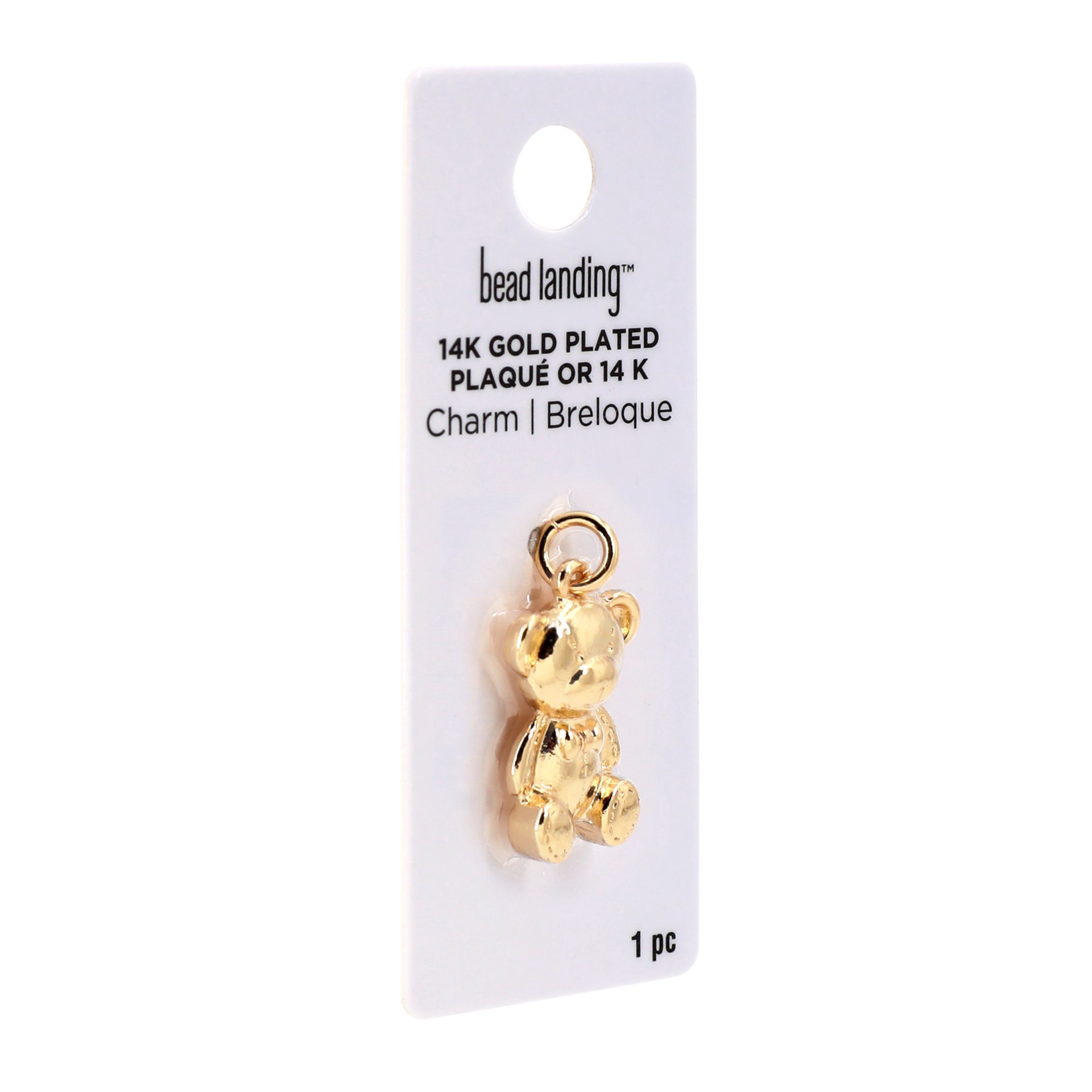 slide 3 of 4, 14k Gold Plated Teddy Bear Charm By Bead Landing, 0.53 in x 0.78 in x 0.08 in