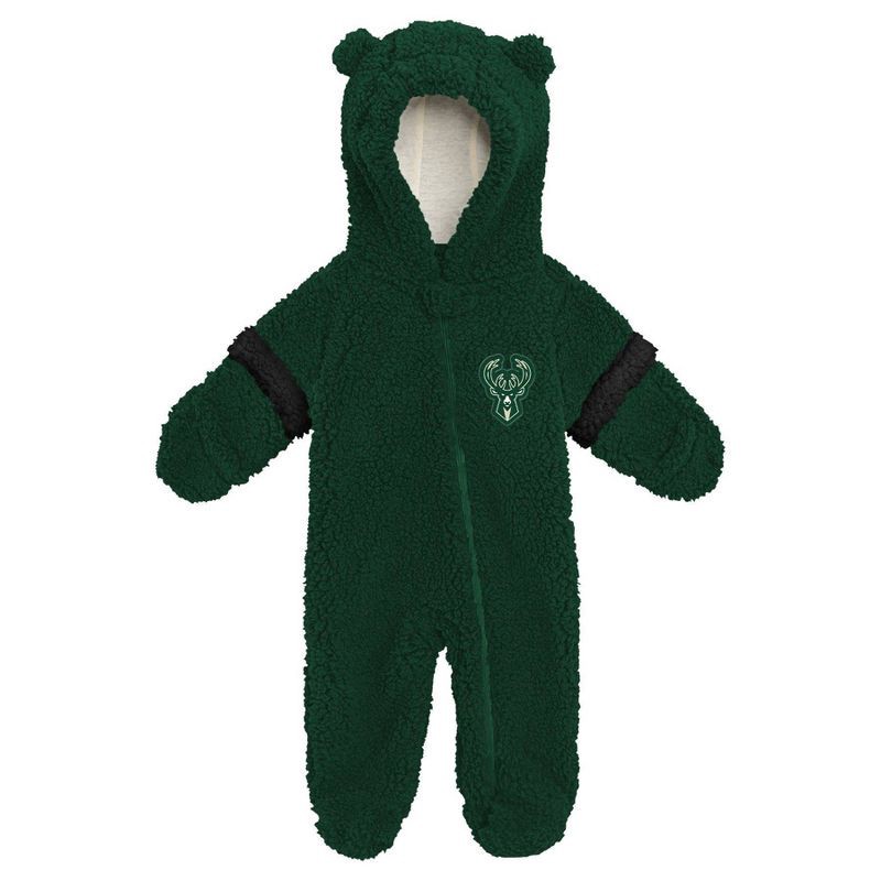 slide 1 of 1, NBA Milwaukee Bucks Newborn Faux Fur Bodysuit - 0-3 Months, 1 ct