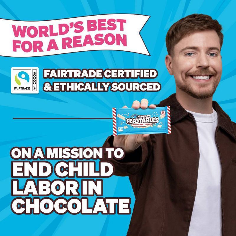 slide 6 of 9, Feastables Pretzel Mint Crunch XL Christmas Chocolate Bar Stocking Stuffer - 3.35oz, 3.35 oz