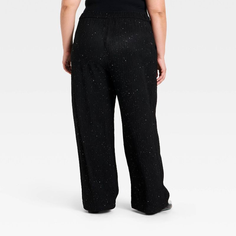 slide 2 of 3, Women's High-Rise Sparkle Wide Leg Pull-On Pants - Ava & Viv™ Black 3X, 1 ct