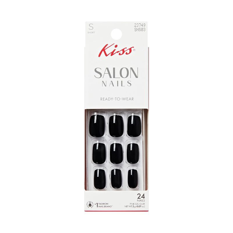slide 1 of 9, KISS Nails Salon Press-On Fake Nails - Short Squoval - Giggle - 25ct, 25 ct