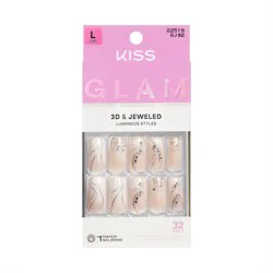 KISS Products Kiss Glam Jeweled Press-On Fake Nails Long Square - Wrapped in Beauty - 35ct
