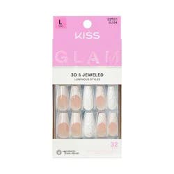 KISS Products Kiss Glam Jeweled Press-On Fake Nails Long Coffin - Breath of Harmony - 35ct