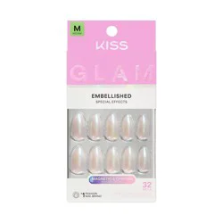 KISS Products KISS Nails GLAM Embellished Press-On Fake Nails - Medium Almond - Dive - 35ct