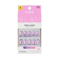 KISS Products Kiss Glam Embellished Press-On Fake Nails Short Round - One n Only - 35ct