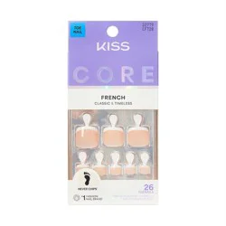 KISS Products KISS Nails CORE French Tip Press-On Fake Toenails - Short Squoval - Two of a Kind - 29ct: Gloss Finish, ABS Material
