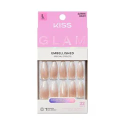KISS Products KISS Nails GLAM Embellished Press-On Fake Nails - Long Almond - Day n Night - 35ct
