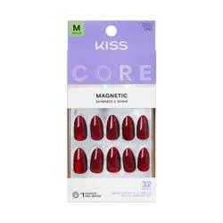 KISS Products Kiss Core Magnetic Press-On Fake Nails Medium Almond - Apple Blossom - 35ct