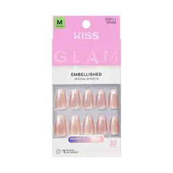 KISS Products Kiss Glam Embellished Press-On Fake Nails Medium Coffin - Dusk Mirage - 35ct