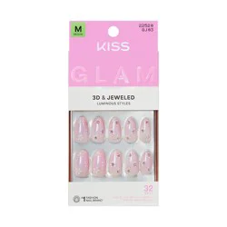 KISS Products KISS Nails GLAM Jeweled Press-On Fake Nails - Medium Almond - Breeze of Bliss - 35ct