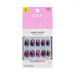 KISS Products KISS Nails GLAM Embellished Press-On Fake Nails - Short Round - Simple Joys - 35ct