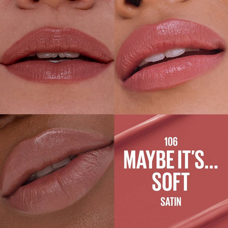 slide 3 of 10, Maybelline Serum Lipstick with Hyaluronic Acid - Satin - 106 Maybe It's Soft - 0.12oz, 0.12 oz