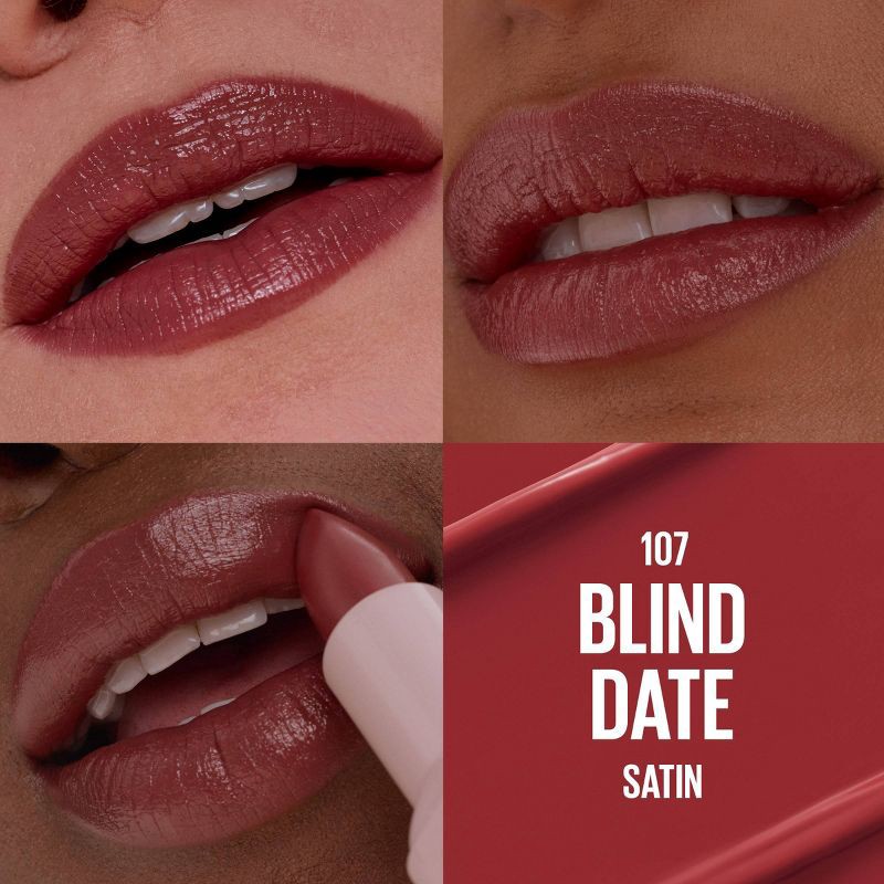 slide 3 of 10, Maybelline Serum Lipstick with Hyaluronic Acid - Satin - 107 Blind Date - 0.12oz, 0.12 oz
