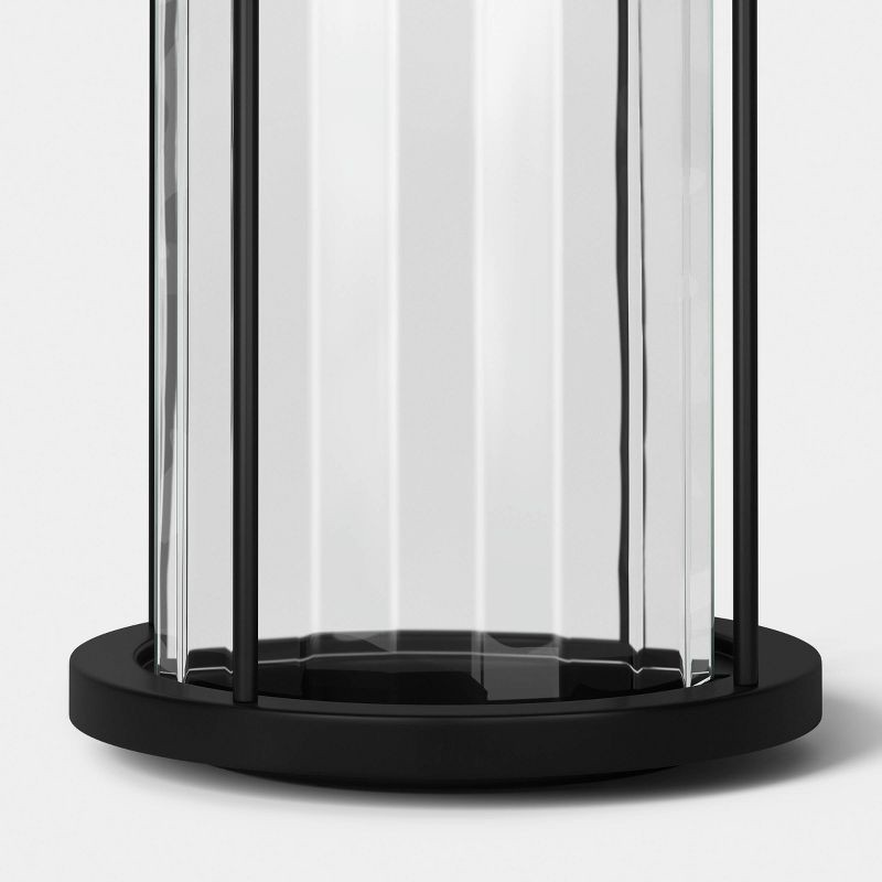 slide 4 of 5, 12.5"x8.2" Metal and Glass Outdoor Pillar Candle Holder Lantern Black - Threshold™, 1 ct