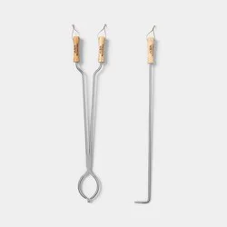 2pc Tongs and Fire Poker Tool Set Gray - Threshold™