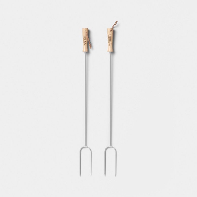 slide 1 of 3, 2pc Marshmallow Roasting Log Tong Sticks Gray - Threshold™, 2 ct