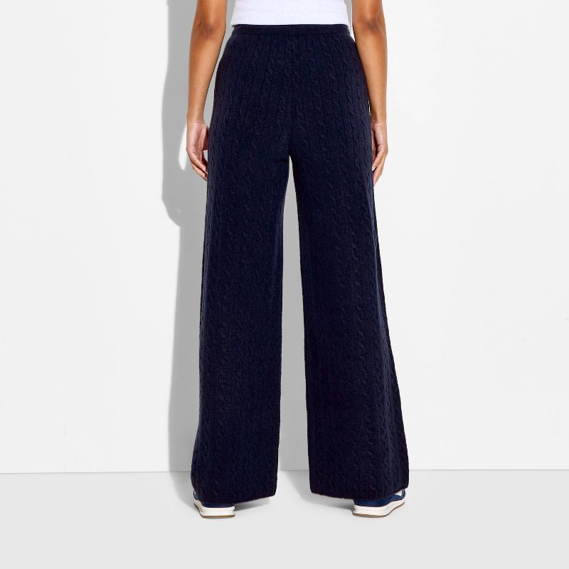 slide 3 of 3, Women's Mid-Rise Cable Sweater Pants - Wild Fable™ Navy Blue XXS, 1 ct