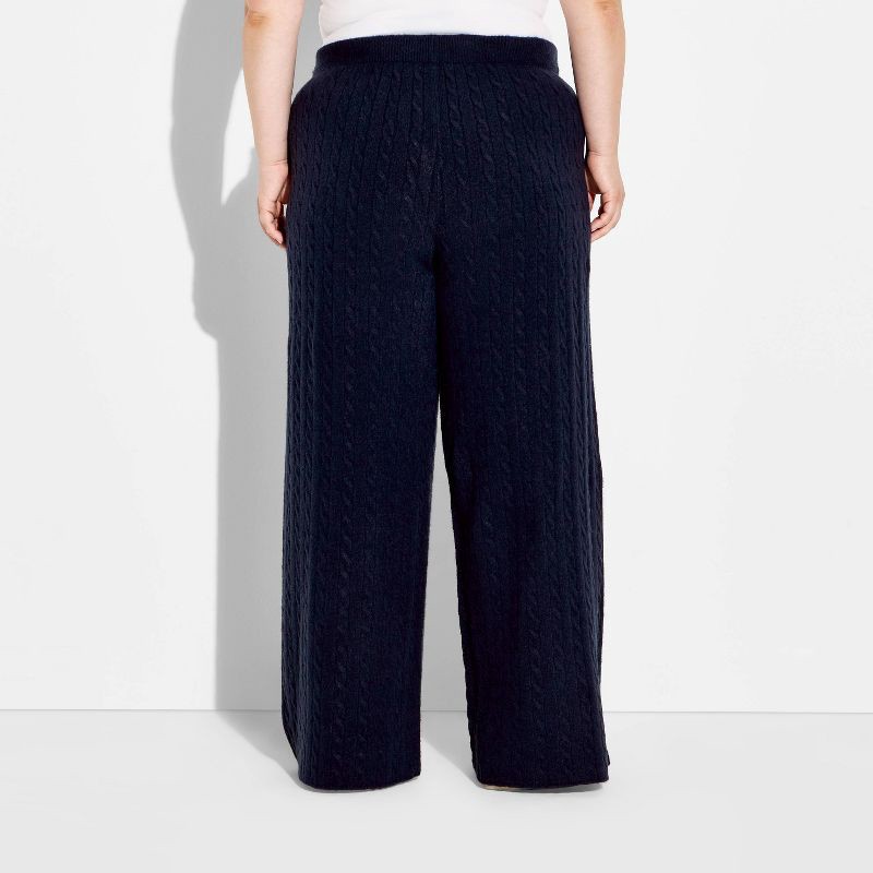 slide 3 of 3, Women's Mid-Rise Cable Sweater Pants - Wild Fable™ Navy Blue XXL, 1 ct