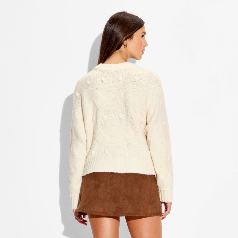 slide 2 of 3, Women's Pullover Sweater - Wild Fable™ Off-White XL, 1 ct