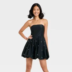 Women's Embellished Bubble Mini Dress - A New Day™ Black M