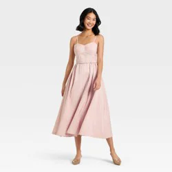 Women's Bow Belt Midi Dress - A New Day™ Pink M