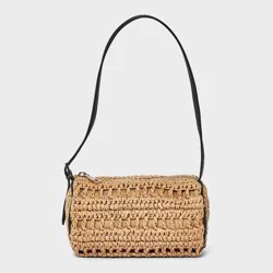 Straw Mini Boxy Barrel Shoulder Bag - A New Day™ Natural