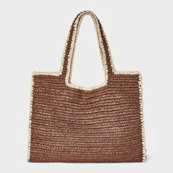 Straw XL Tote Bag - A New Day™ Brown