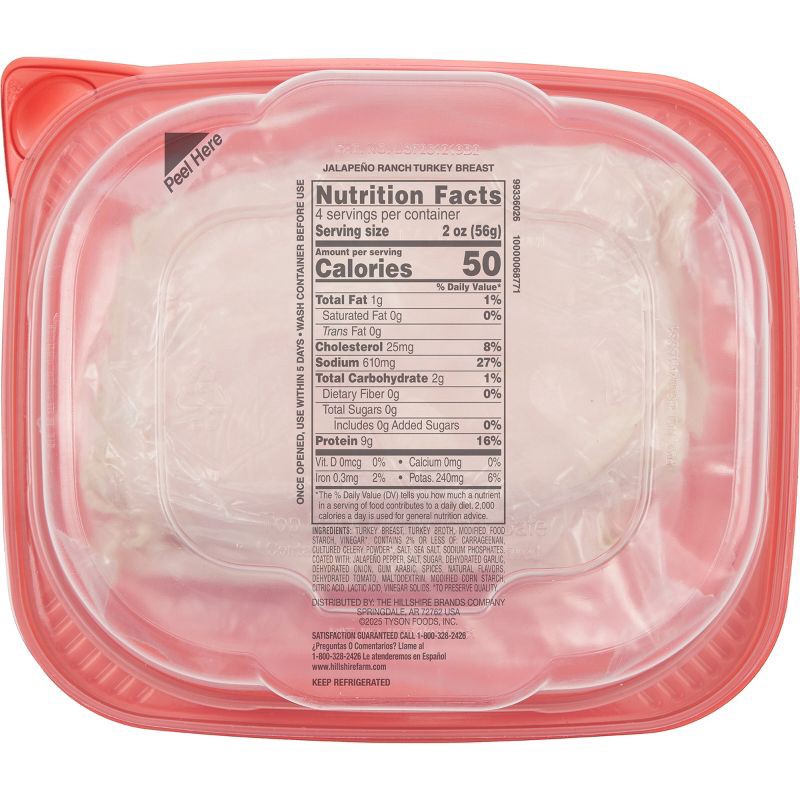 slide 6 of 8, Hillshire Farm Jalapeno Ranch Turkey Boneless - 8oz, 8 oz