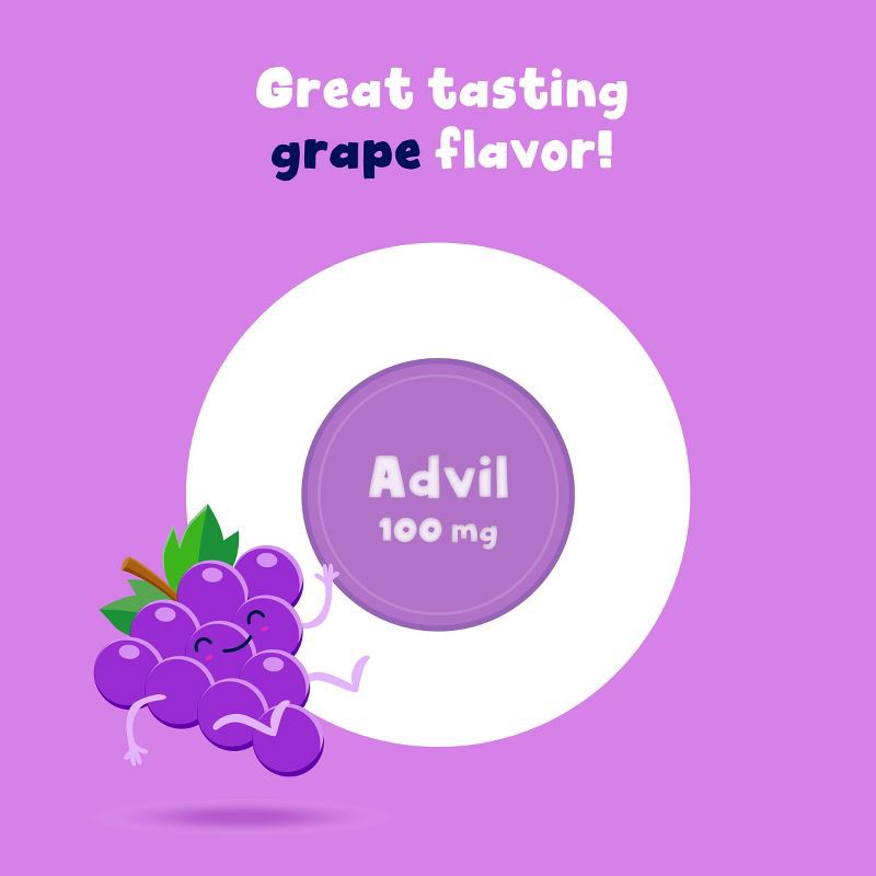 slide 7 of 10, Advil Children's Dye-Free Liquid Fever Reducer/Pain Reliever 100 mg - Ibuprofen (NSAID) - White Grape - 4 fl oz, 100 mg, 4 fl oz