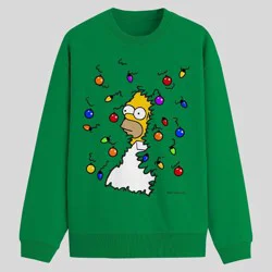 Men's The Simpsons Crewneck Fleece Sweatshirt - Green XXL